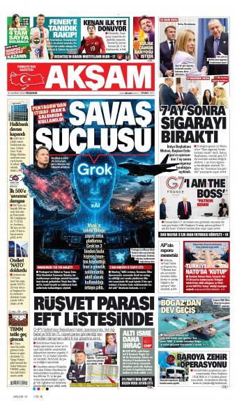18 Haziran 2026 Akşam Gazetesi Manşetleri