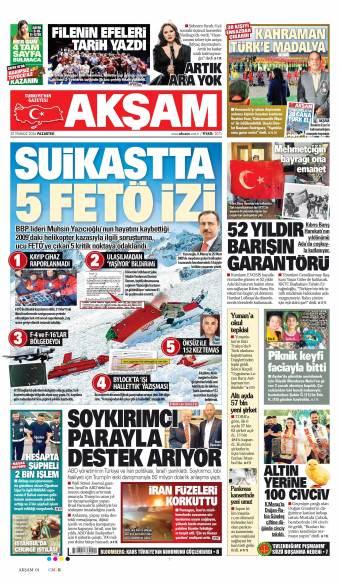 20 Temmuz 2026 Akşam Gazetesi Manşetleri