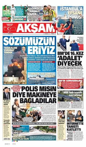 22 Eylül 2026 Akşam Gazetesi Manşetleri