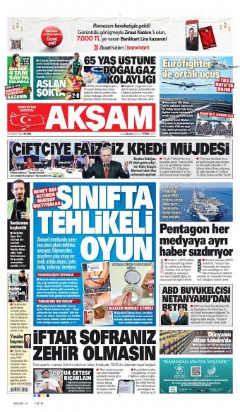 23 Şubat 2026 Akşam Gazetesi Manşetleri
