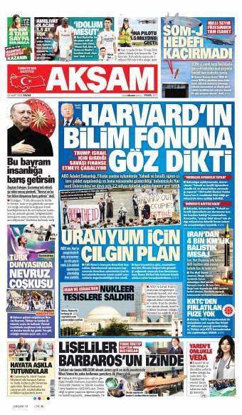 22 Mart 2026 Akşam Gazetesi Manşetleri