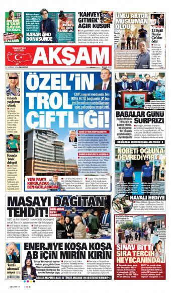 22 Haziran 2026 Akşam Gazetesi Manşetleri