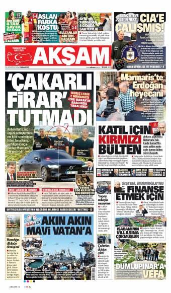 23 Ağustos 2026 Akşam Gazetesi Manşetleri