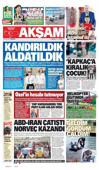 23 Temmuz 2026 Akşam Gazetesi Manşetleri