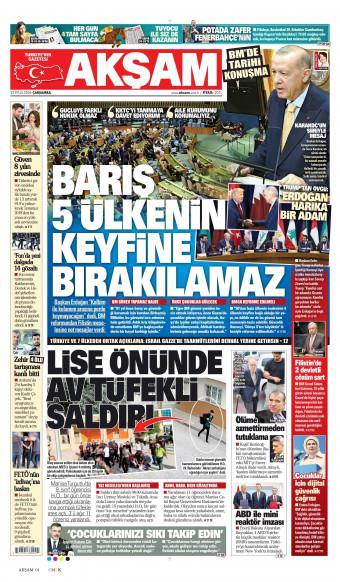 24 Eylül 2026 Akşam Gazetesi Manşetleri