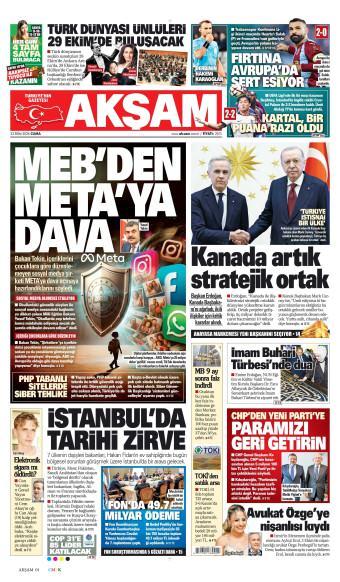 23 Ekim 2026 Akşam Gazetesi Manşetleri