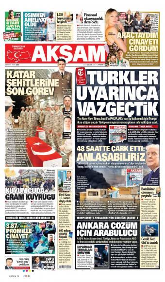 24 Mart 2026 Akşam Gazetesi Manşetleri