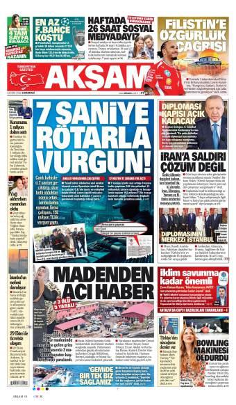 24 Ekim 2026 Akşam Gazetesi Manşetleri