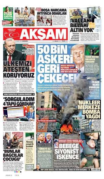 25 Mart 2026 Akşam Gazetesi Manşetleri