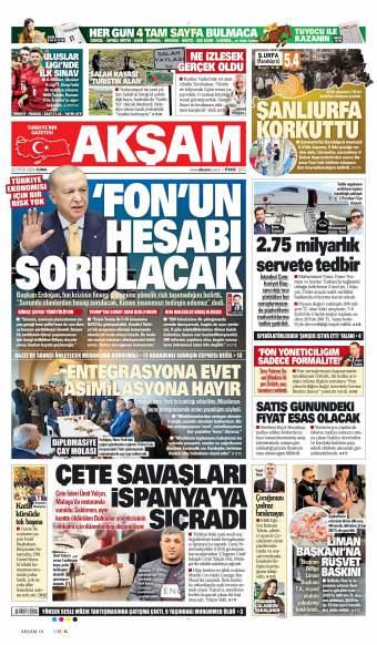 26 Eylül 2026 Akşam Gazetesi Manşetleri