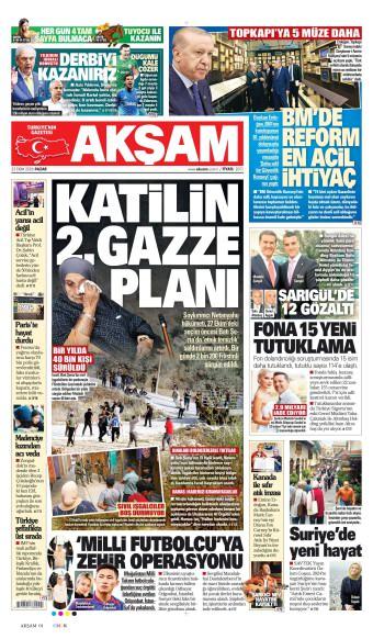 25 Ekim 2026 Akşam Gazetesi Manşetleri