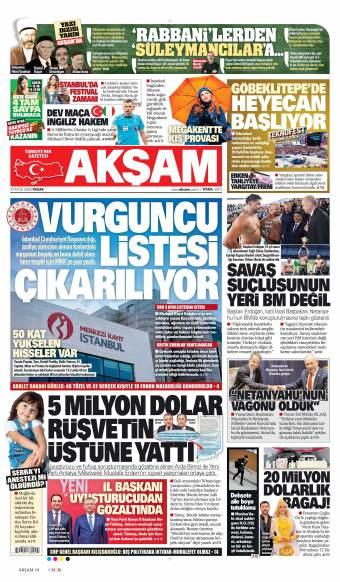 28 Eylül 2026 Akşam Gazetesi Manşetleri