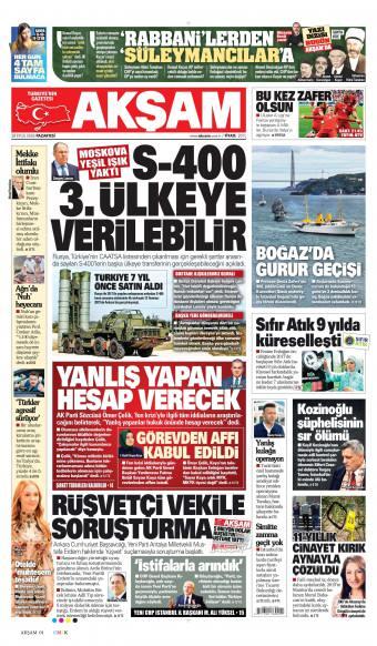 29 Eylül 2026 Akşam Gazetesi Manşetleri