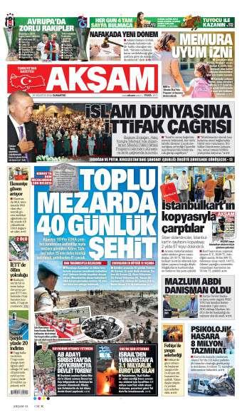 29 Ağustos 2026 Akşam Gazetesi Manşetleri