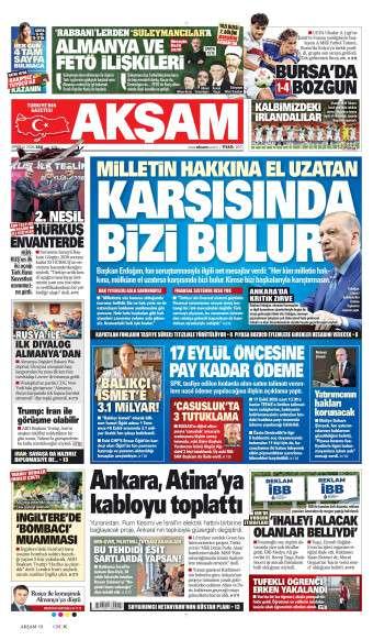 30 Eylül 2026 Akşam Gazetesi Manşetleri