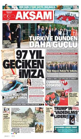 30 Ekim 2026 Akşam Gazetesi Manşetleri