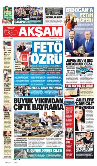 31 Mayıs 2026 Akşam Gazetesi Manşetleri