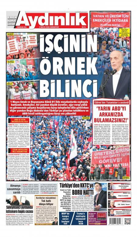 02 Mayıs 2026 Aydınlık Gazetesi Manşetleri