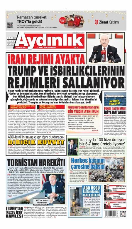 05 Mart 2026 Aydınlık Gazetesi Manşetleri