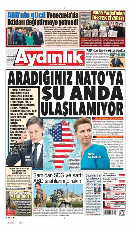 07 Ocak 2026 Aydınlık Gazetesi Manşetleri