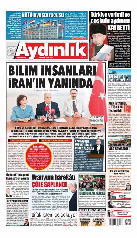 07 Nisan 2026 Aydınlık Gazetesi Manşetleri