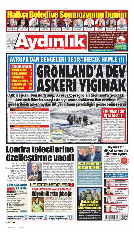 17 Ocak 2026 Aydınlık Gazetesi Manşetleri