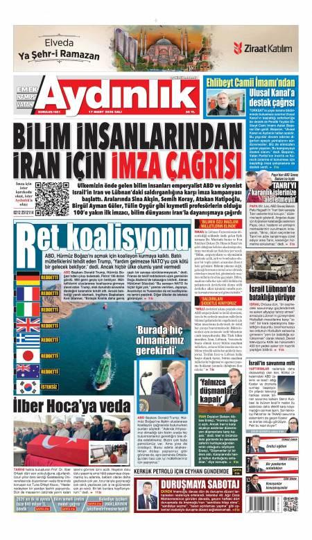 17 Mart 2026 Aydınlık Gazetesi Manşetleri