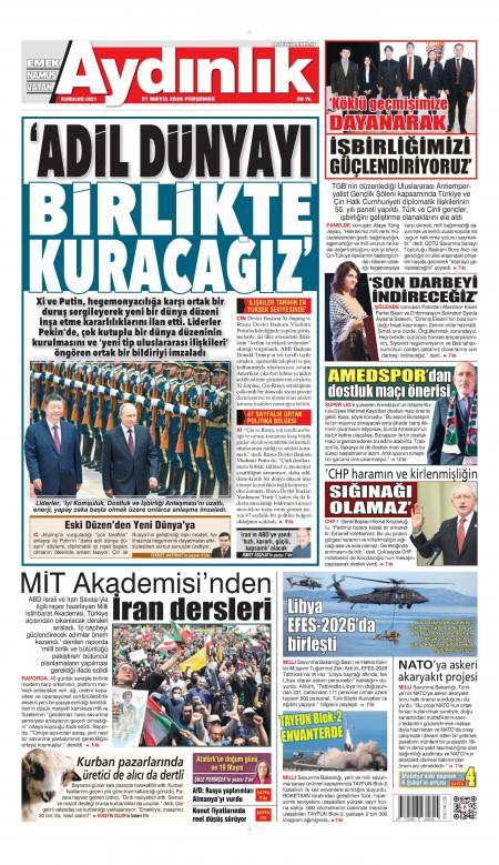 21 Mayıs 2026 Aydınlık Gazetesi Manşetleri
