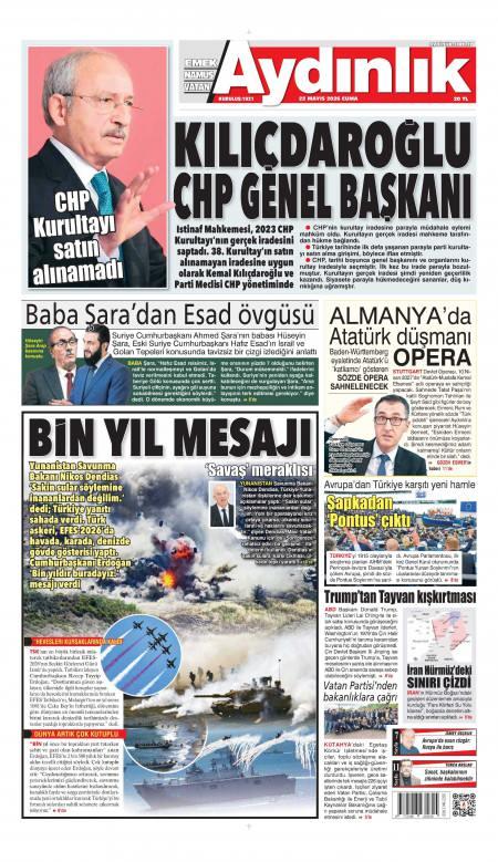 22 Mayıs 2026 Aydınlık Gazetesi Manşetleri