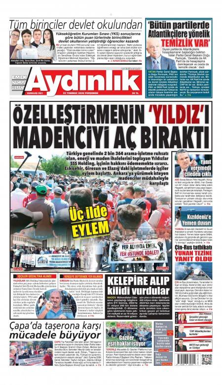 23 Temmuz 2026 Aydınlık Gazetesi Manşetleri