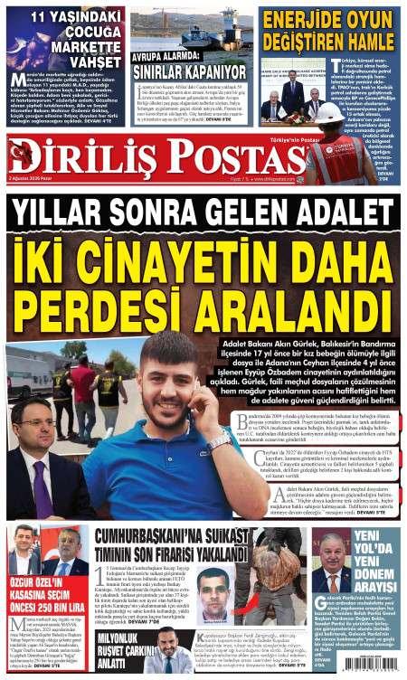 03 Ağustos 2026 Diriliş Postası Gazetesi Manşetleri