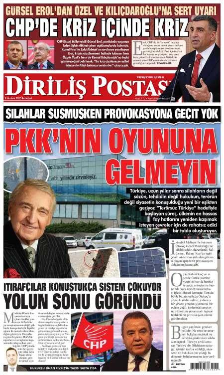 08 Haziran 2026 Diriliş Postası Gazetesi Manşetleri