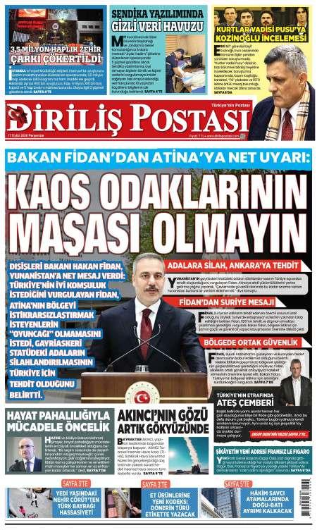 17 Eylül 2026 Diriliş Postası Gazetesi Manşetleri