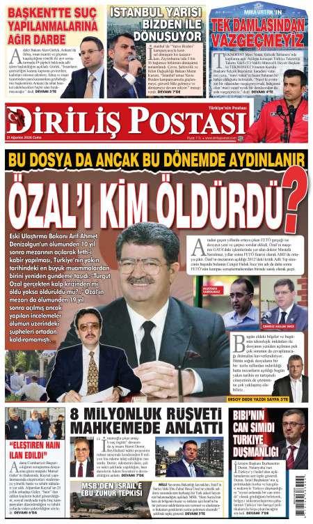21 Ağustos 2026 Diriliş Postası Gazetesi Manşetleri