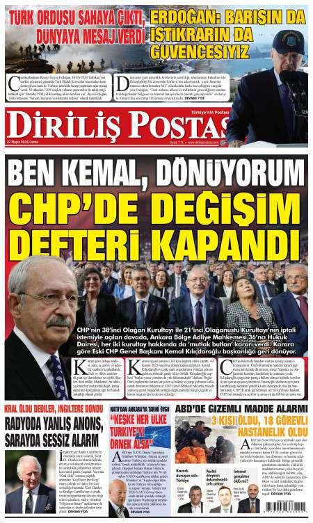 22 Mayıs 2026 Diriliş Postası Gazetesi Manşetleri