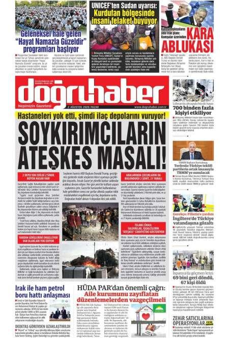 03 Ağustos 2026 Doğru Haber Gazetesi Manşetleri