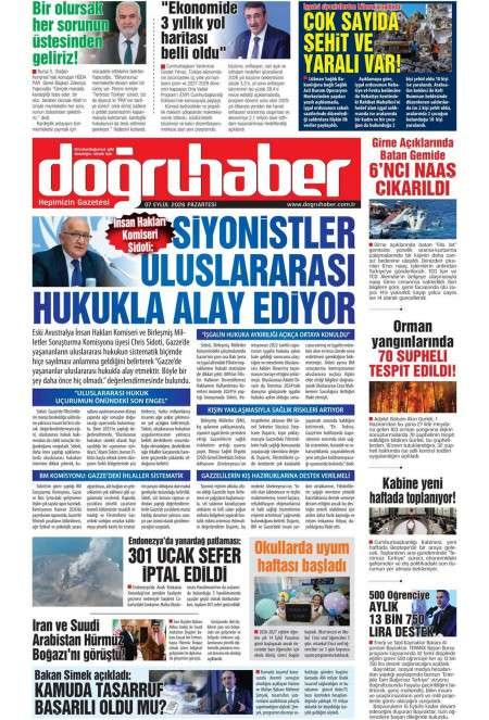 07 Eylül 2026 Doğru Haber Gazetesi Manşetleri