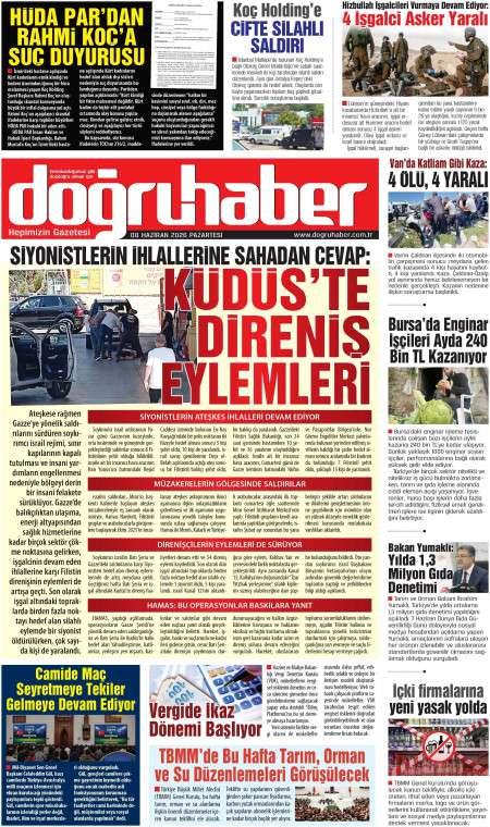 08 Haziran 2026 Doğru Haber Gazetesi Manşetleri