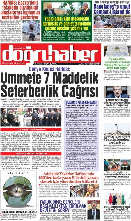 14 Ocak 2026 Doğru Haber Gazetesi Manşetleri