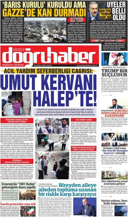 18 Ocak 2026 Doğru Haber Gazetesi Manşetleri