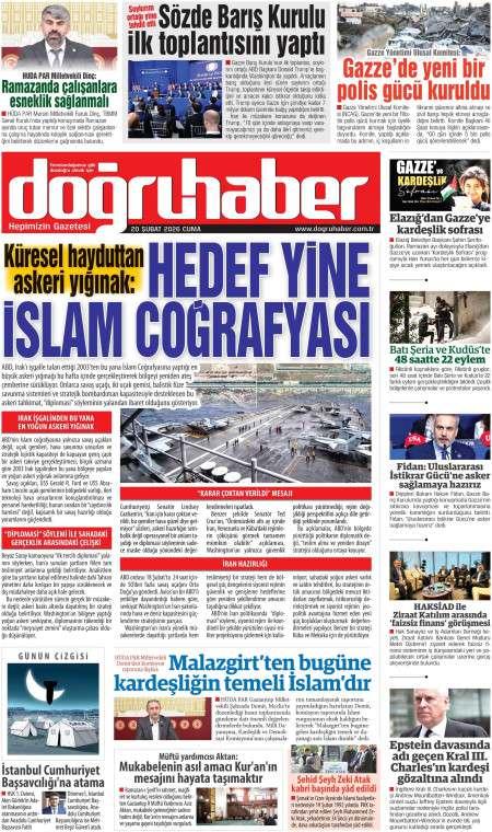 20 Şubat 2026 Doğru Haber Gazetesi Manşetleri