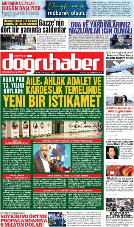 22 Aralık 2025 Doğru Haber Gazetesi Manşetleri