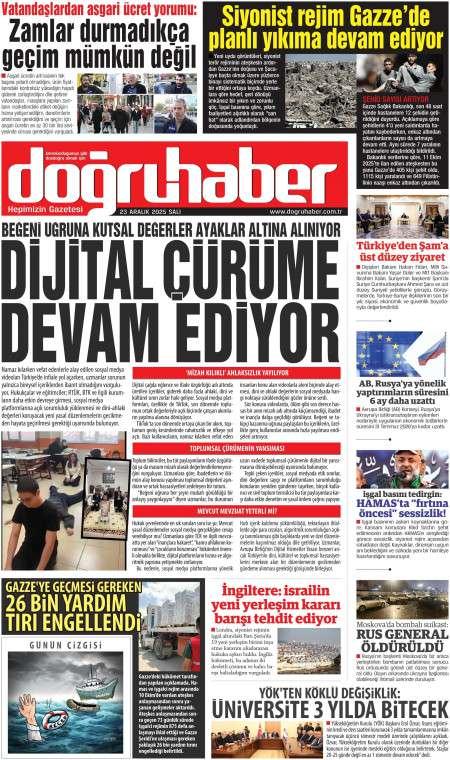 23 Aralık 2025 Doğru Haber Gazetesi Manşetleri