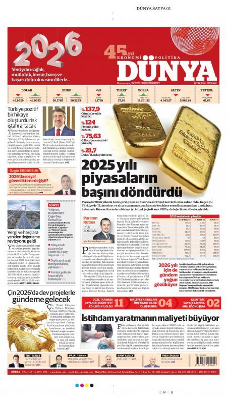 01 Ocak 2026 Dünya Gazetesi Manşetleri