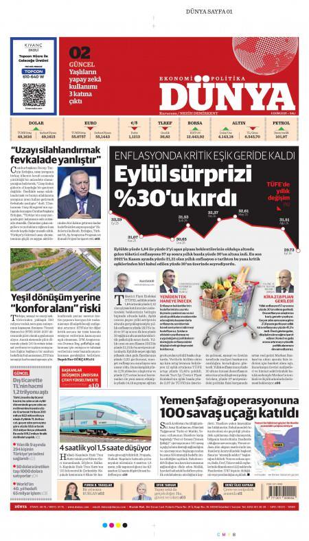 07 Ekim 2026 Dünya Gazetesi Manşetleri