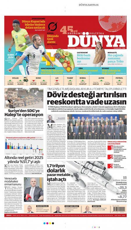 10 Ocak 2026 Dünya Gazetesi Manşetleri