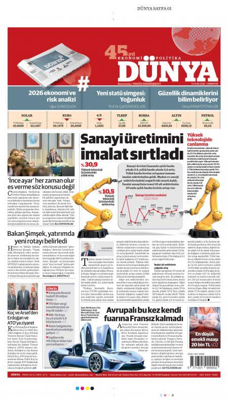 10 Ocak 2026 Dünya Gazetesi Manşetleri