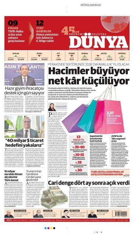 14 Ocak 2026 Dünya Gazetesi Manşetleri