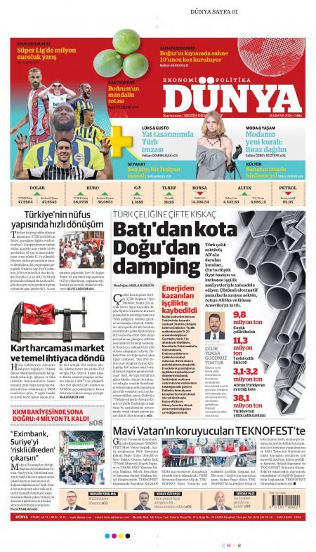 21 Ağustos 2026 Dünya Gazetesi Manşetleri