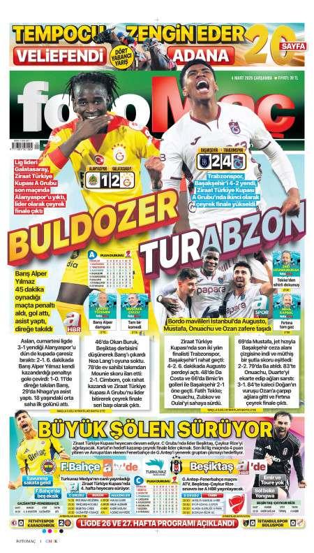 05 Mart 2026 Fotomaç Gazetesi Manşetleri